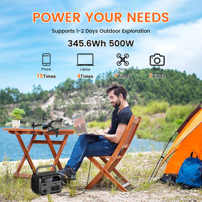 500W Portable Power Station 345Wh LiFePO4 Battery