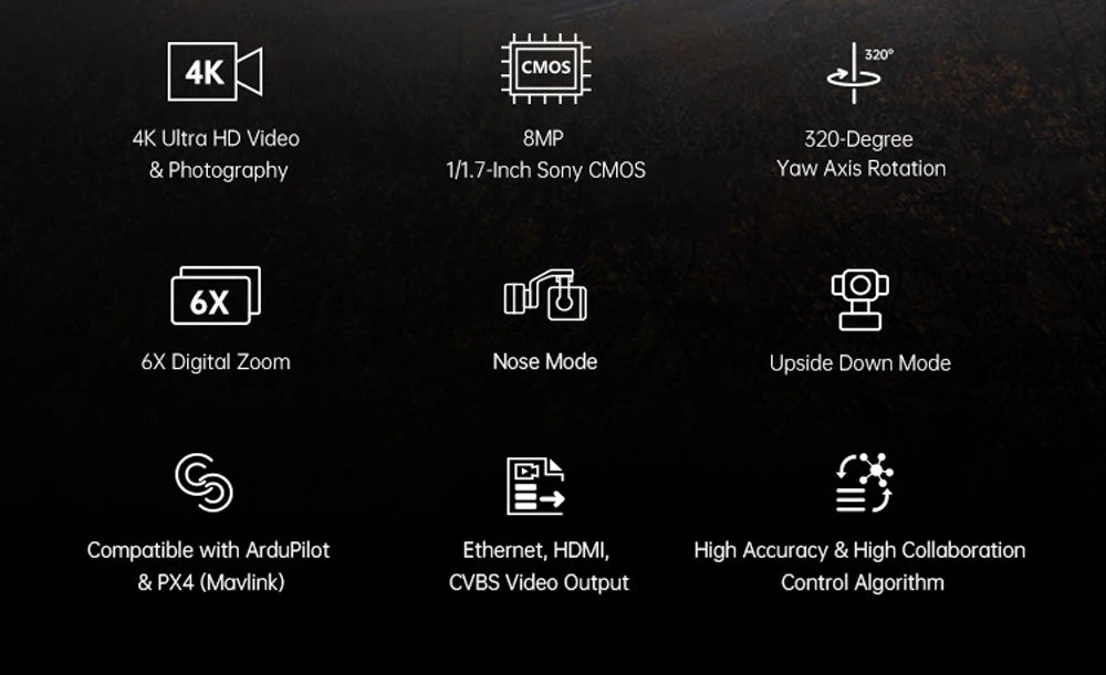 Compact 4K Gimbal Camera 8MP with 6x Digital Zoom