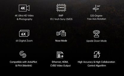Compact 4K Gimbal Camera 8MP with 6x Digital Zoom