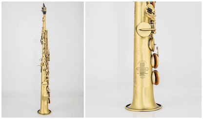 Professional B-Flat Soprano Saxophone Bronze with Mouthpiece Reeds