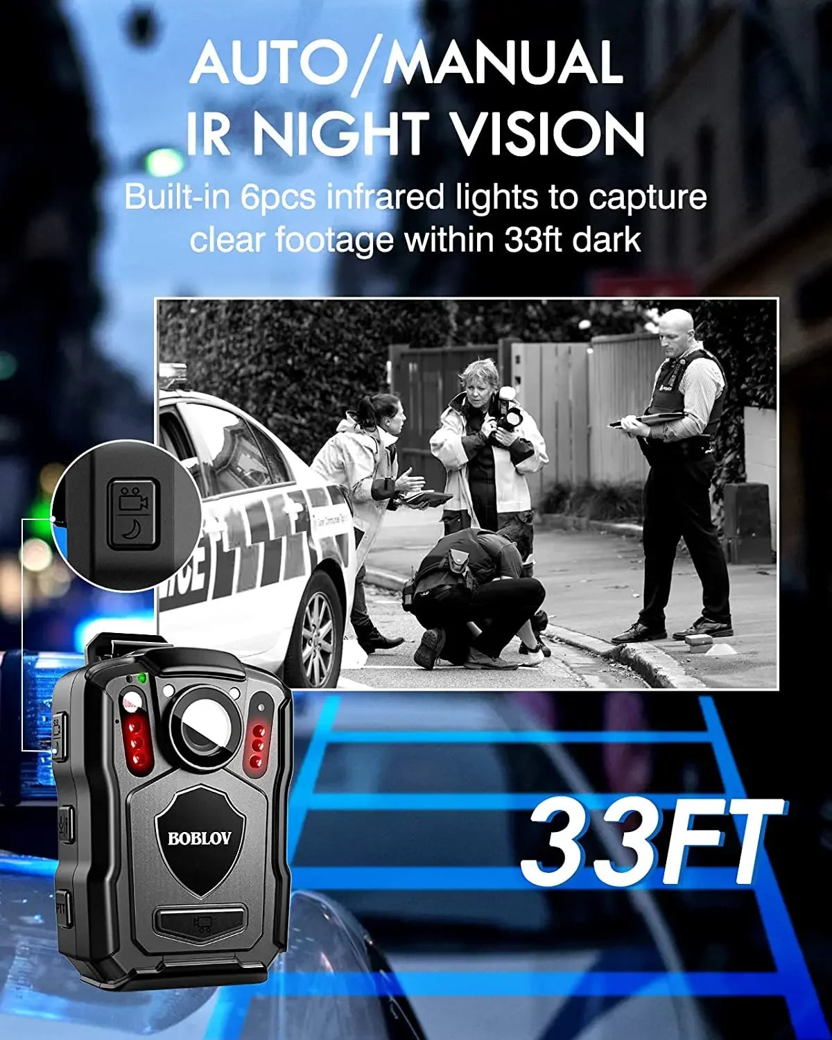 Portable 128GB Body Cam with Night Vision Recording
