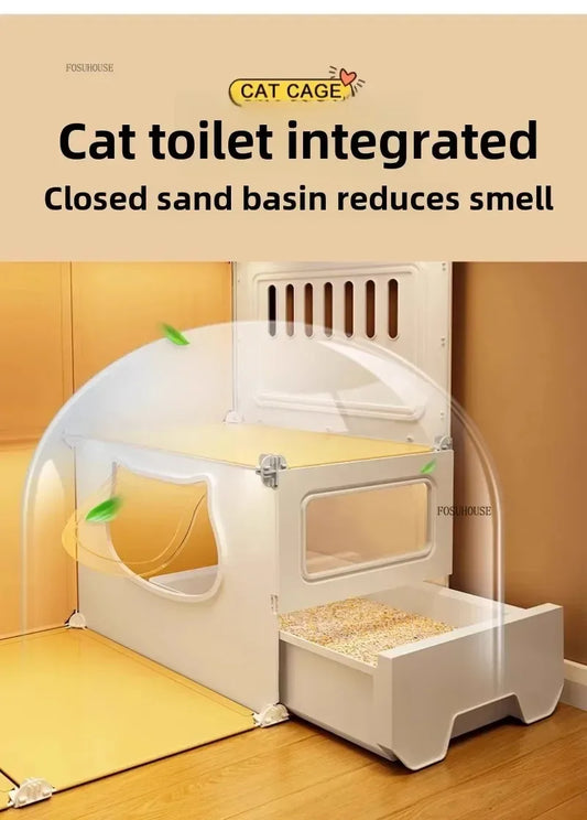 Modern 3-Level Cat Cage Indoor House Black