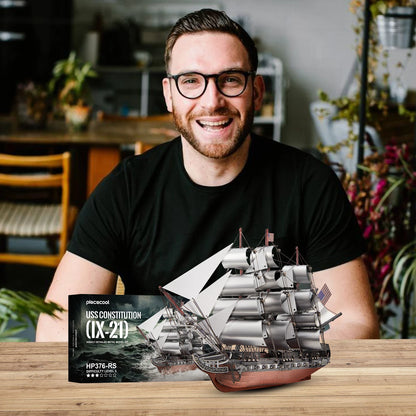 DIY 3D Metal Frigate Boat Puzzle Brain Teaser Kit