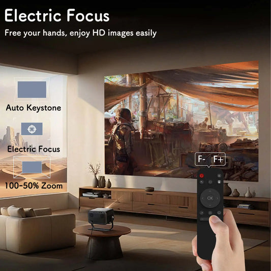Portable 4K Projector WiFi 6 Bluetooth Auto Keystone