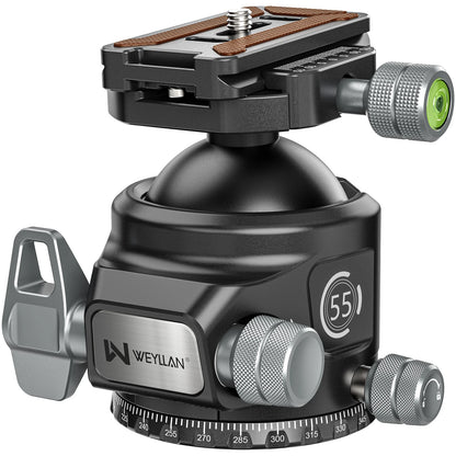 DSLR Tripod Ball Head 55mm CNC Aluminum Quick Release