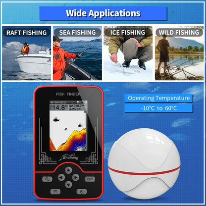 Portable Fish Finder Echo Sounder 197ft Depth Wireless Sonar