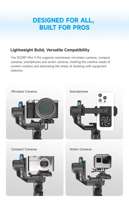 Compact Mini 3 Gimbal with Smooth Stabilization