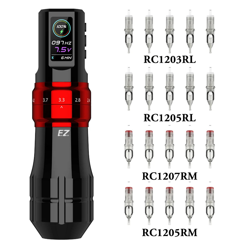 Wireless Rechargeable Tattoo Pen Kit 50pcs Gloss Red