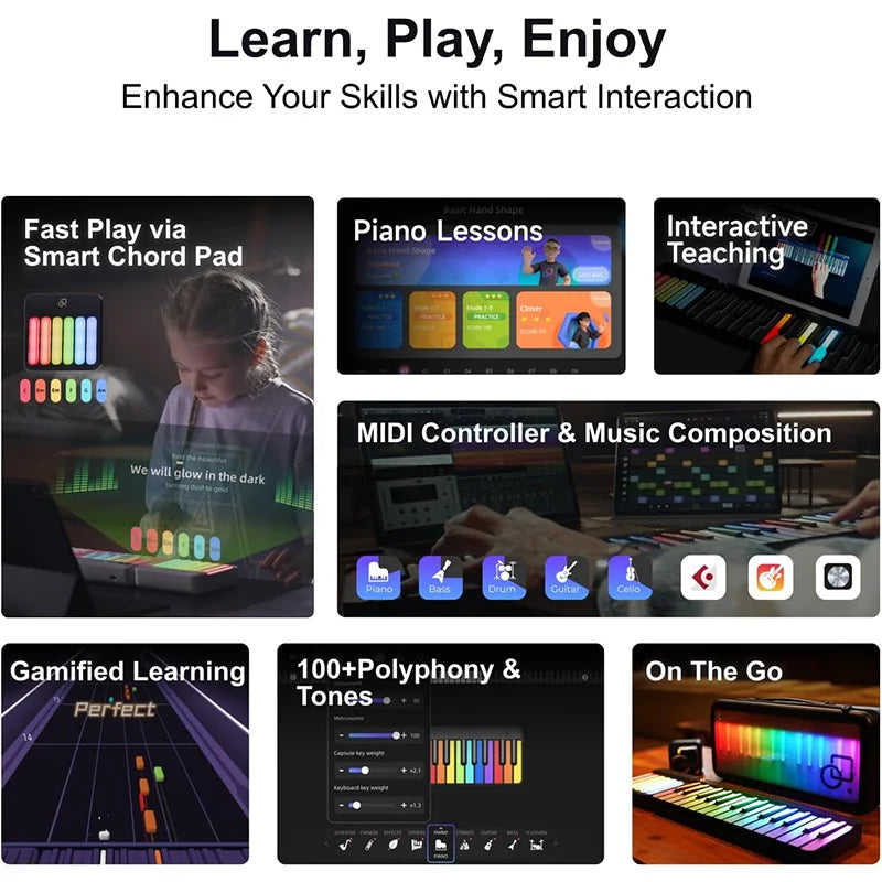 Portable 59-Key Digital Piano with 256 Tones