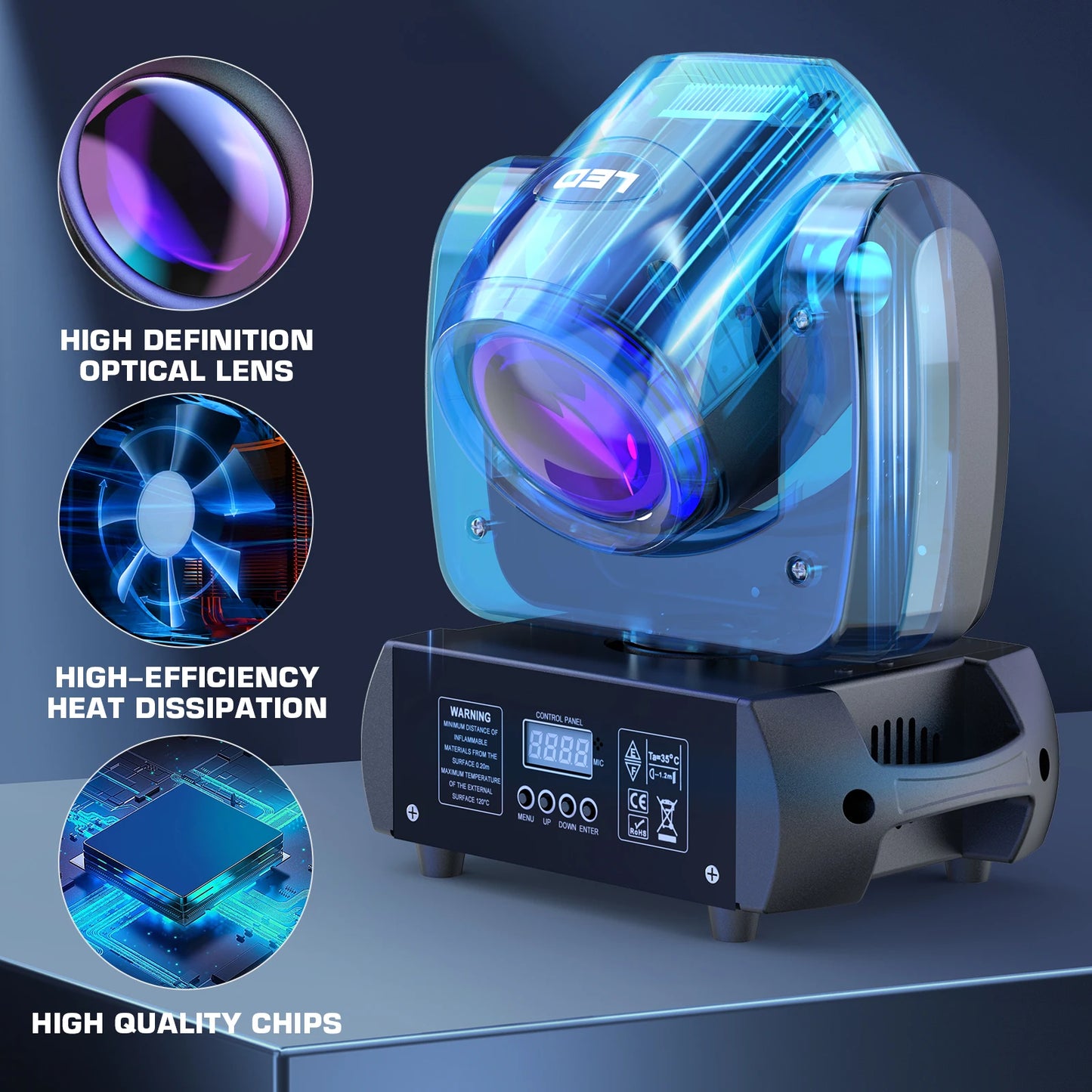 100W LED Moving Head Party Lights with DMX Gobo Effects