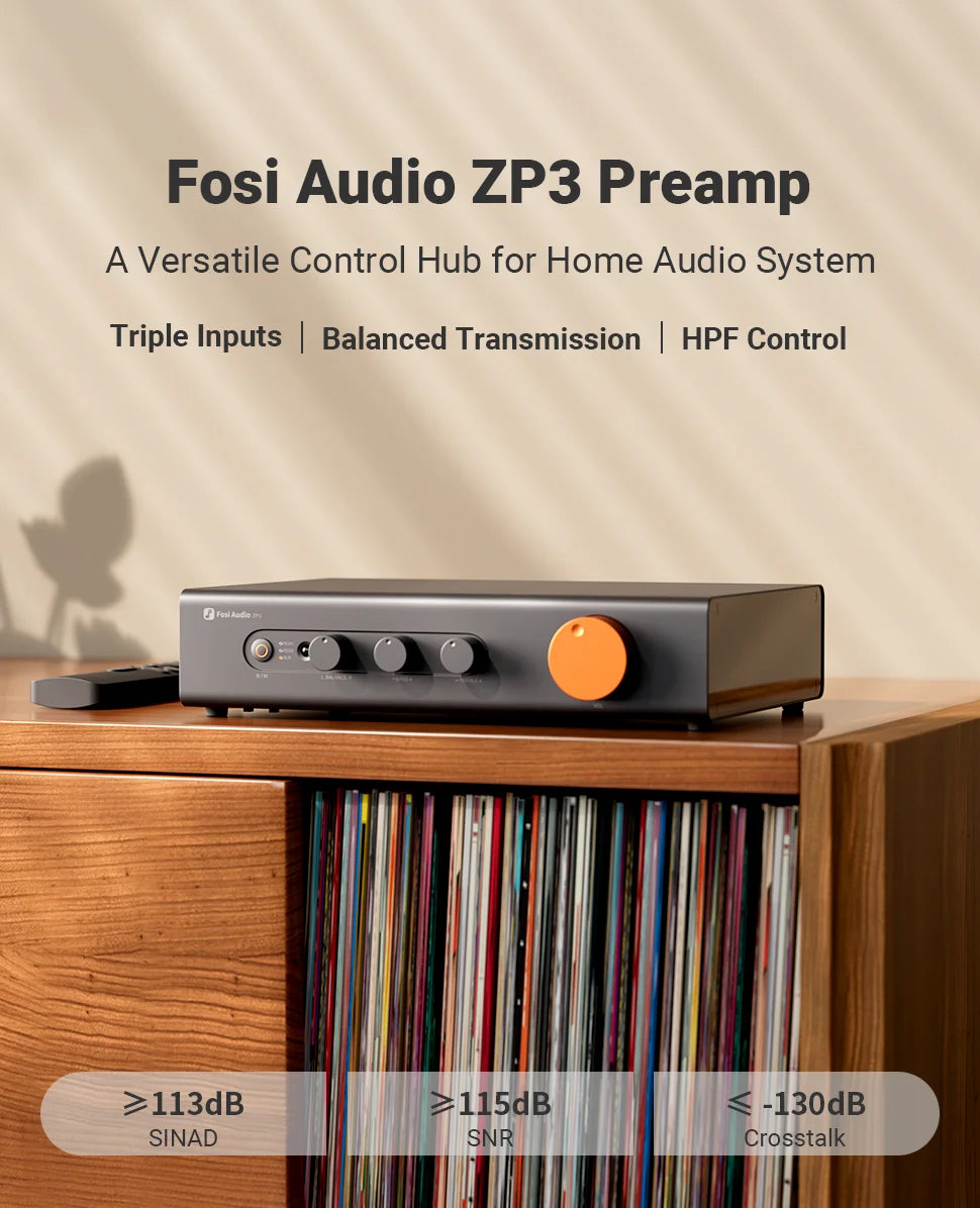 HiFi Audio Preamplifier with High Pass Filter and Sub Output