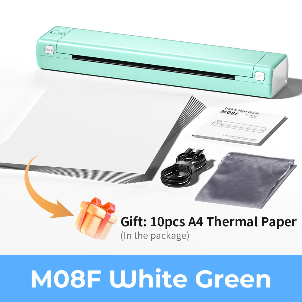 Cordless Portable A4 Printer with App Control Green