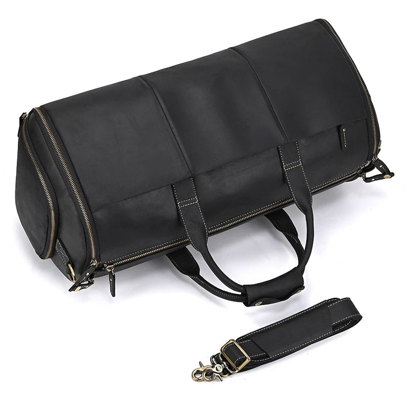 Premium Leather Business Suit Bag with Organizer Black