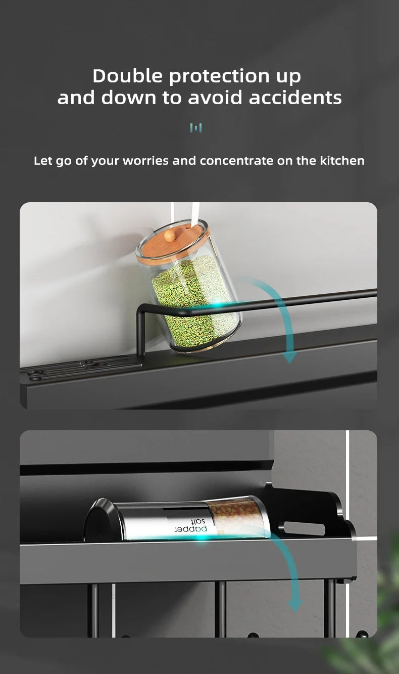 40cm Wall Mounted Spice Storage Rack with Knife Holder