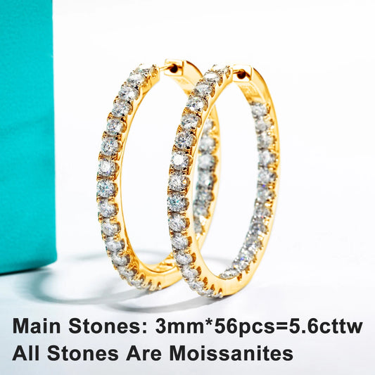 Luxury 925 Silver Yellow Moissanite Huggie Earrings