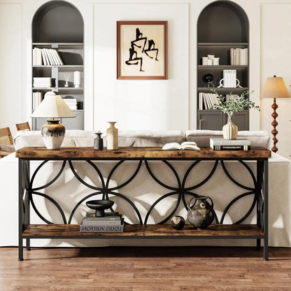 Sofa Table with Storage for Entryway & Living Room