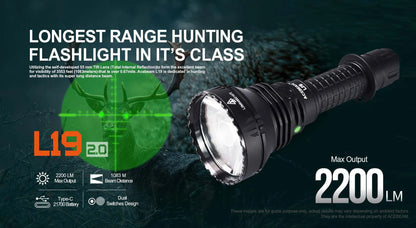 Hunting Flashlight 2200LM 1520m Long-Range Rechargeable LED