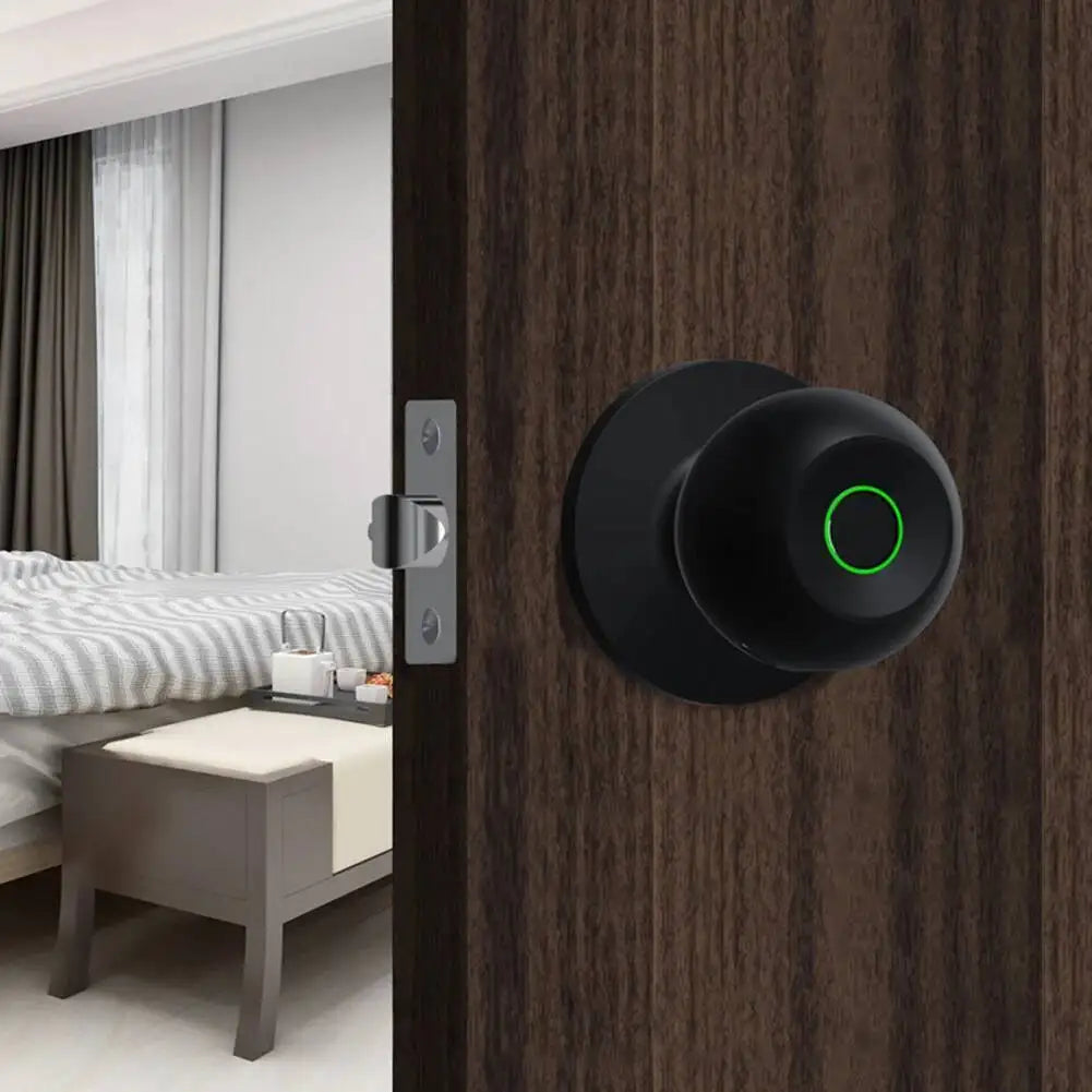 Black Smart Knob Door Lock with App Control