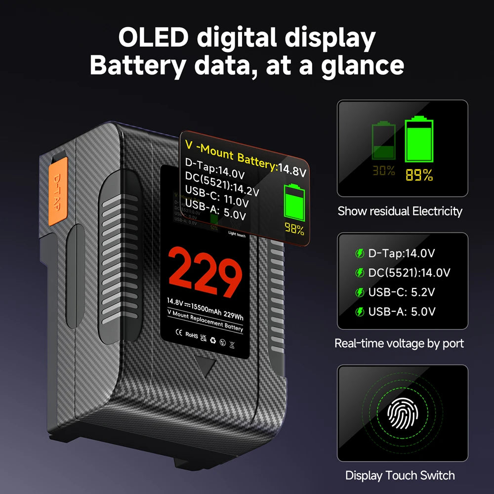 High Capacity 15500mAh V Mount Video Battery Pack