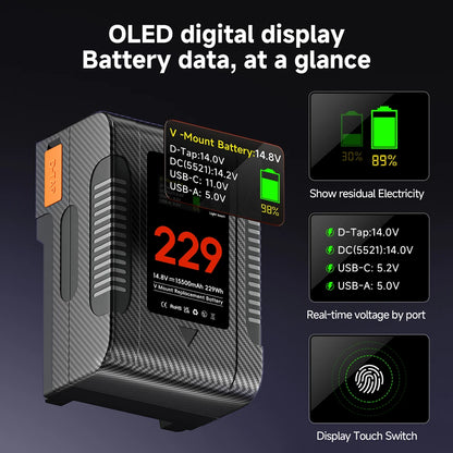 High Capacity 15500mAh V Mount Video Battery Pack