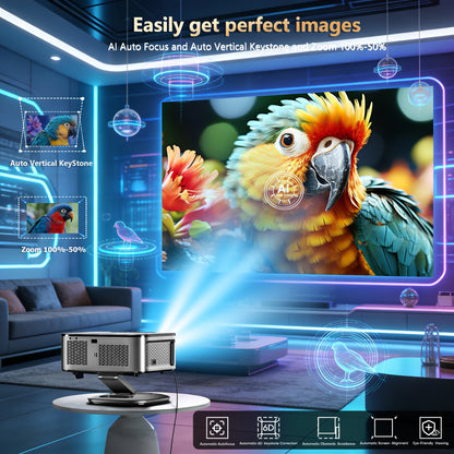 Portable Smart 4K Projector with WiFi Bluetooth Android