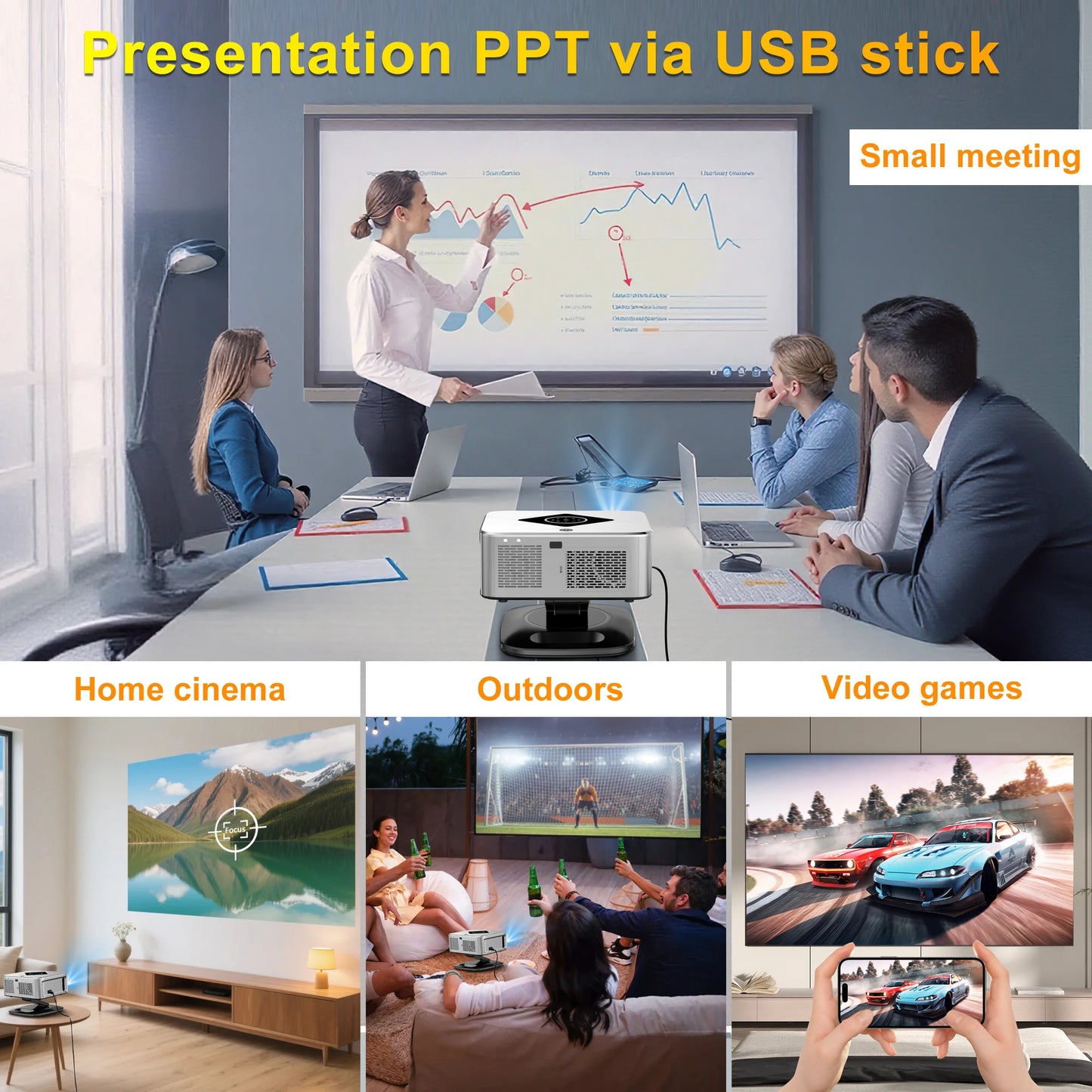 Portable 4K Home Projector 2000ANSI WiFi