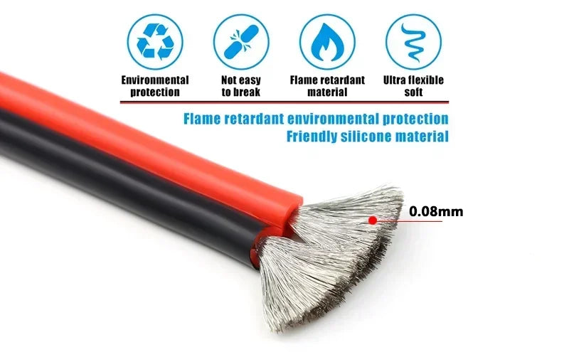 Heavy Duty 10AWG Silicone Copper Power Cable Black
