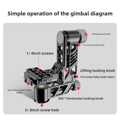 Heavy Duty Aluminum Gimbal Head for Wildlife Photography