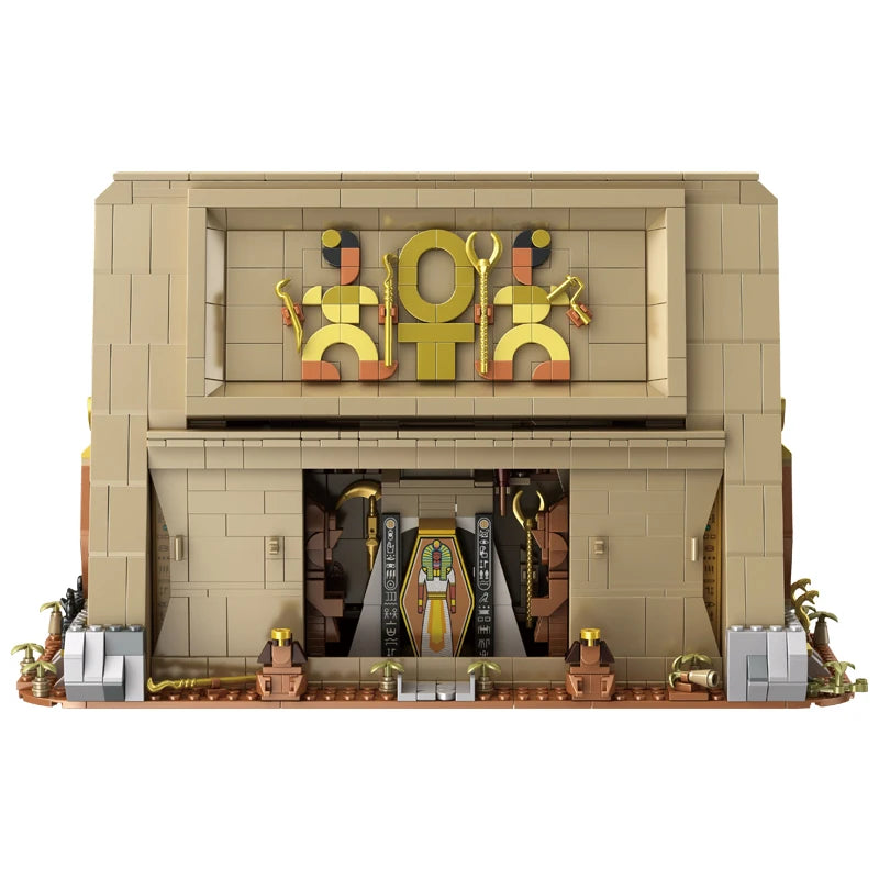 Ancient Egyptian Temple Building Blocks DIY Model with Statues