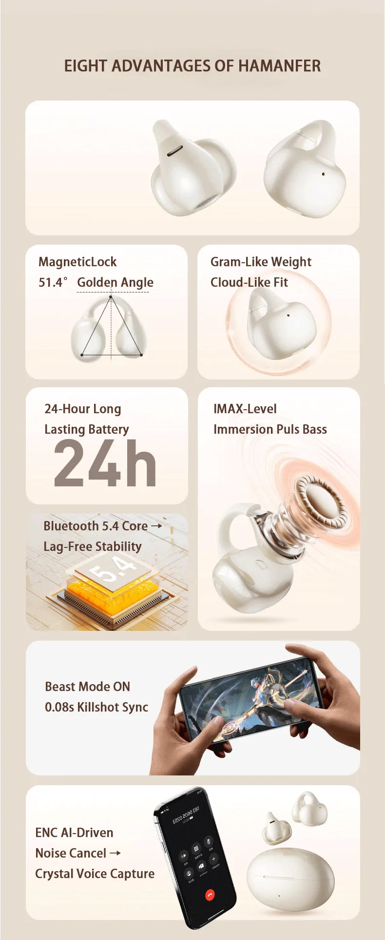 White Rechargeable Bluetooth Gaming and Sports Earphones