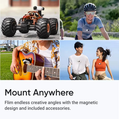 Tiny 4K Wearable Camera 128GB White Portable POV with Stabilization
