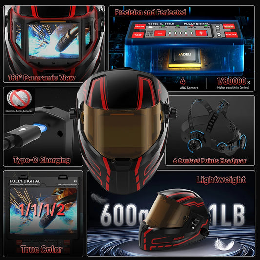 Auto Darkening Welding Helmet Rechargeable Battery Powered