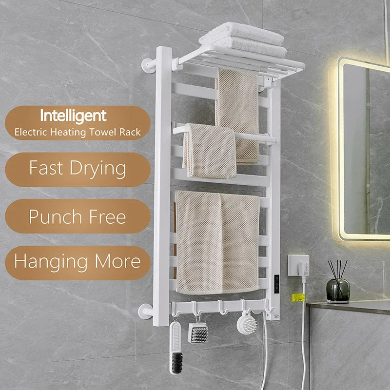 58cm Black Smart Electric Towel Rail for Bathroom