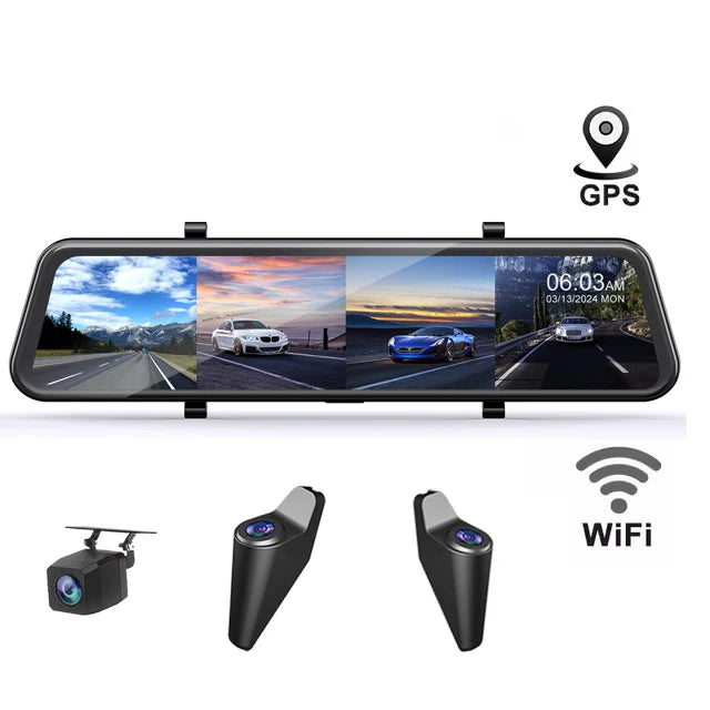 12 Inch 4-Channel Dash Cam 4×1080P GPS WiFi Touchscreen