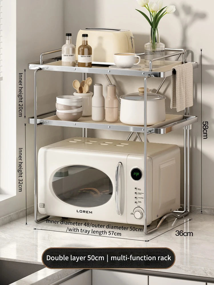 2-Tier Microwave Storage Rack 50cm Heavy Duty