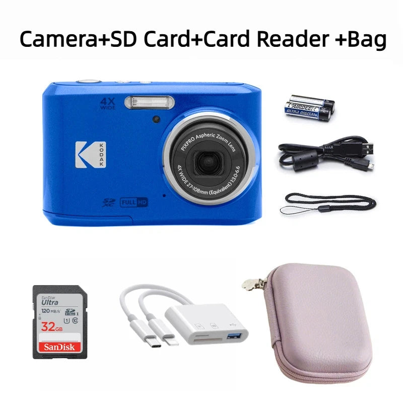 Kodak Pixpro FZ45 Blue 16MP Full HD Digital Camera with Memory Card Set