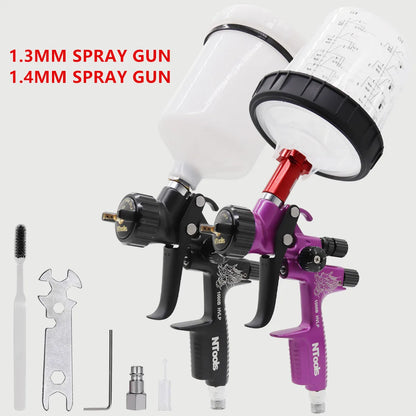 HVLP Paint Spray Gun 1.3mm 1.4mm Dual Nozzle Kit