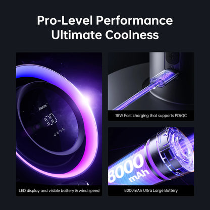 Rechargeable Turbo Oscillating Fan with 100 Speeds and HEPA Filter