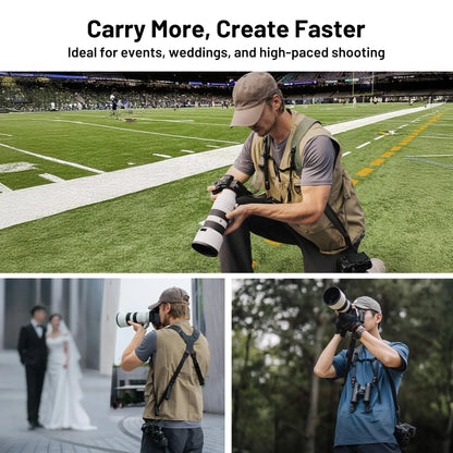 Professional Dual Camera Harness with Adjustable Leather Straps