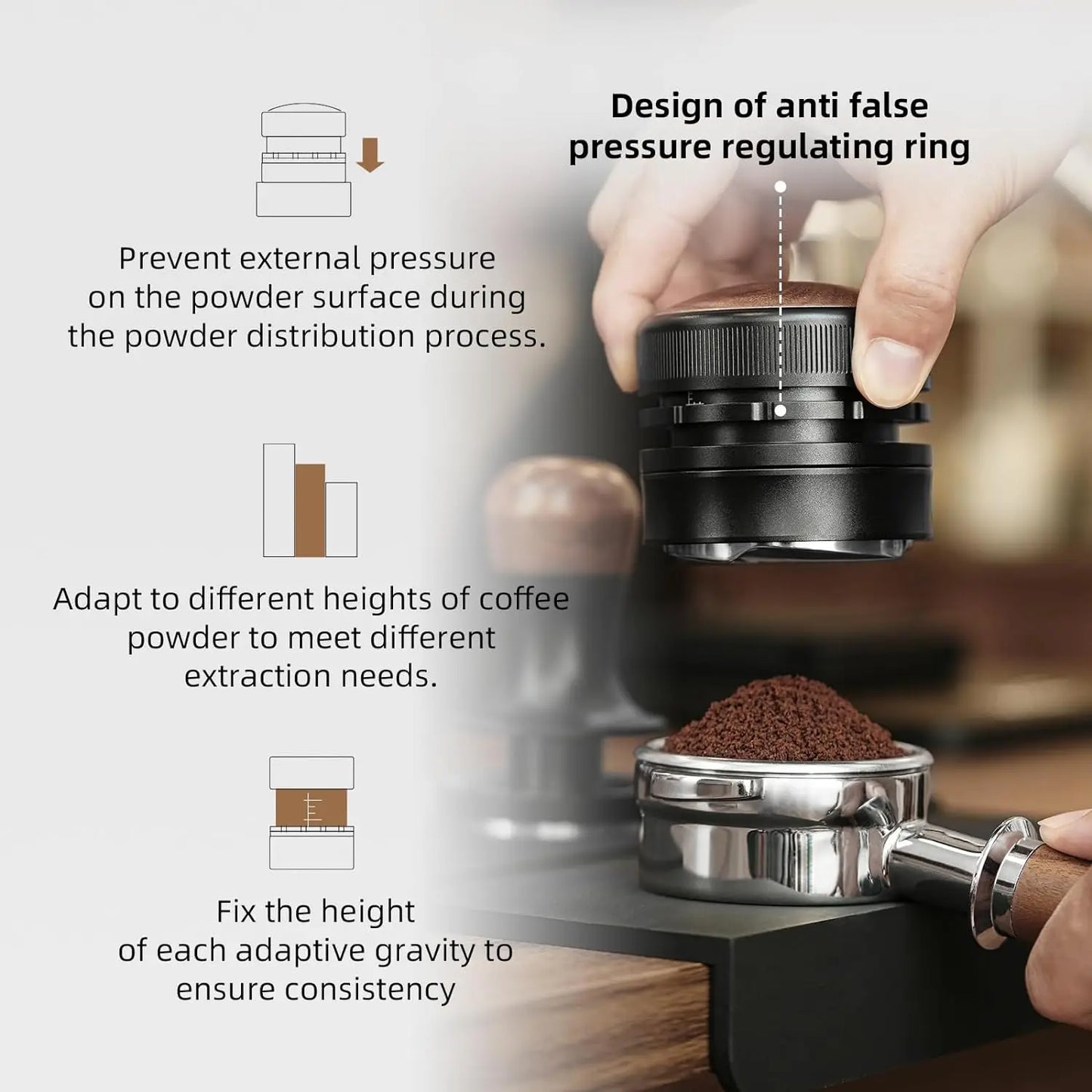 58mm Adjustable Coffee Distributor for Espresso Baristas