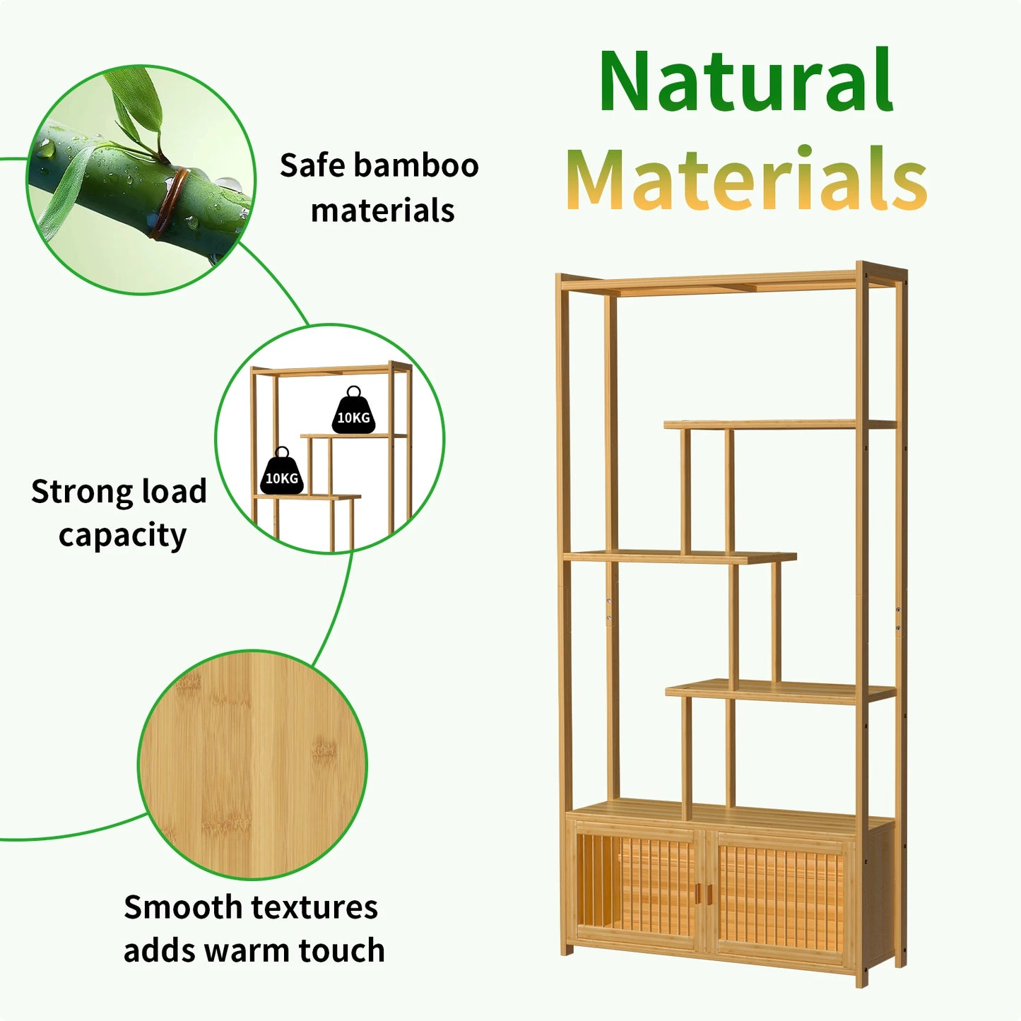 Bamboo Storage Rack with Multi-Level Shelves for Home