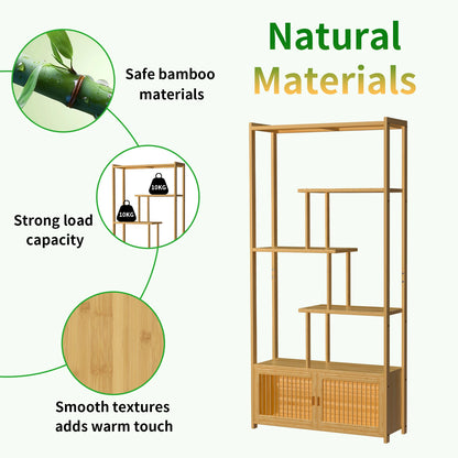 Bamboo Storage Rack with Multi-Level Shelves for Home