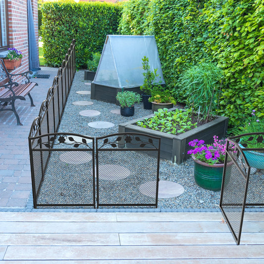 5-Piece Metal Garden Fence Panels Lawn Edging Barrier
