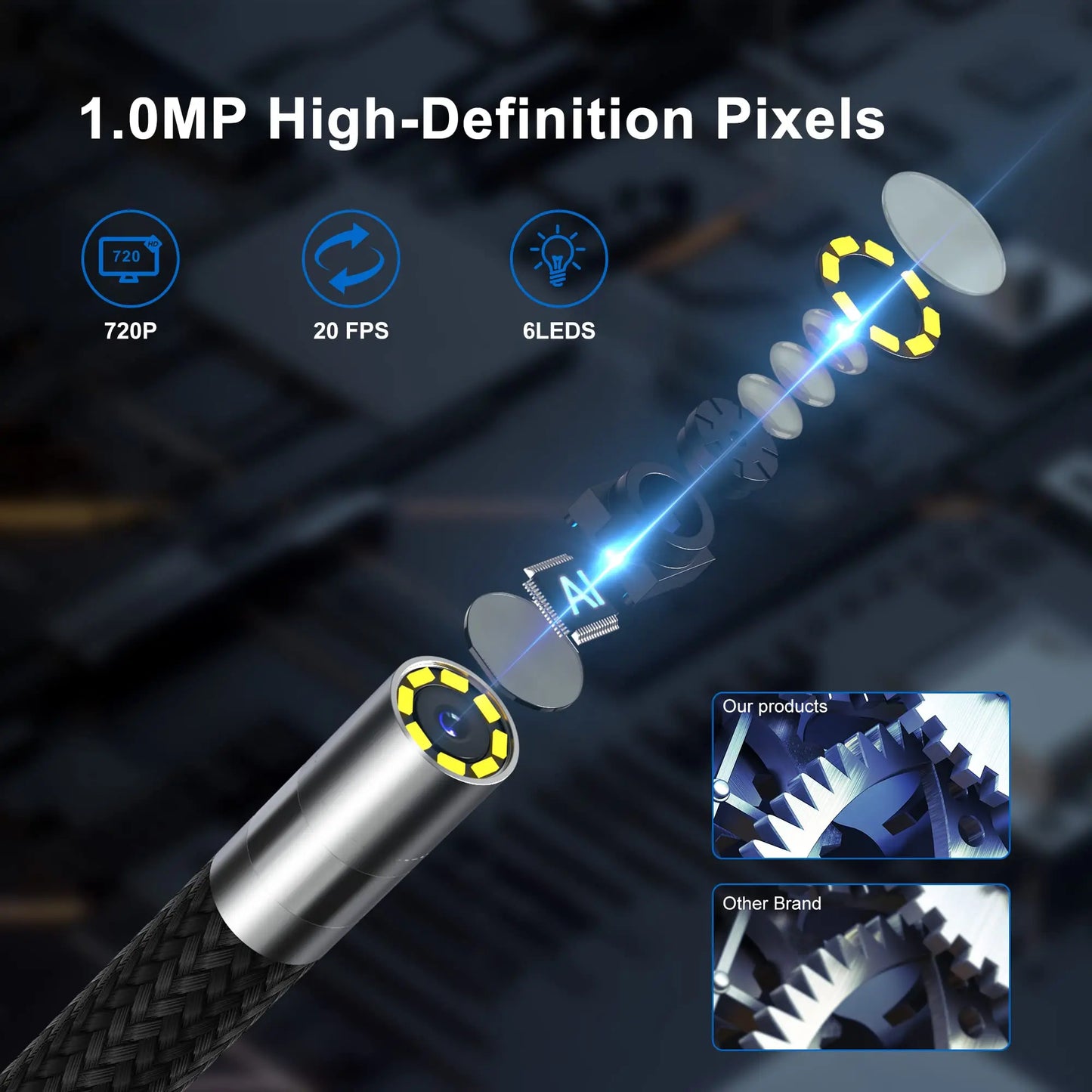 5.5mm 1m Steerable Inspection Camera for iPhone Android