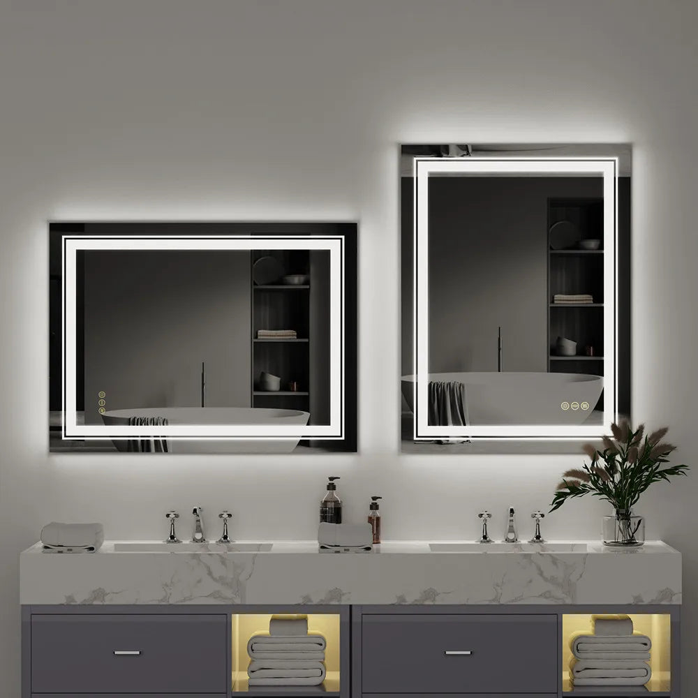 LED Bathroom Mirror with Bluetooth Speaker & Anti-Fog