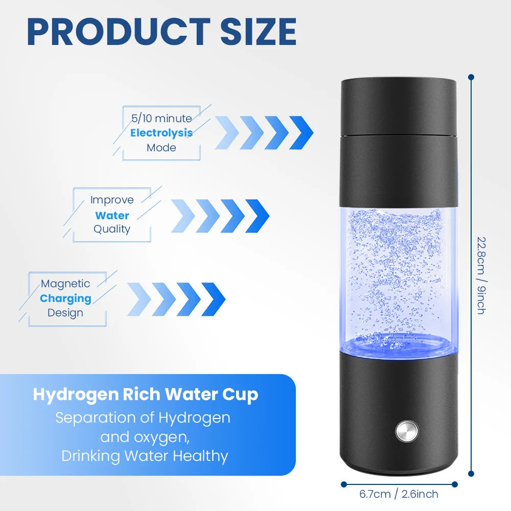 Portable Hydrogen Water Bottle Generator 4000ppb Rechargeable