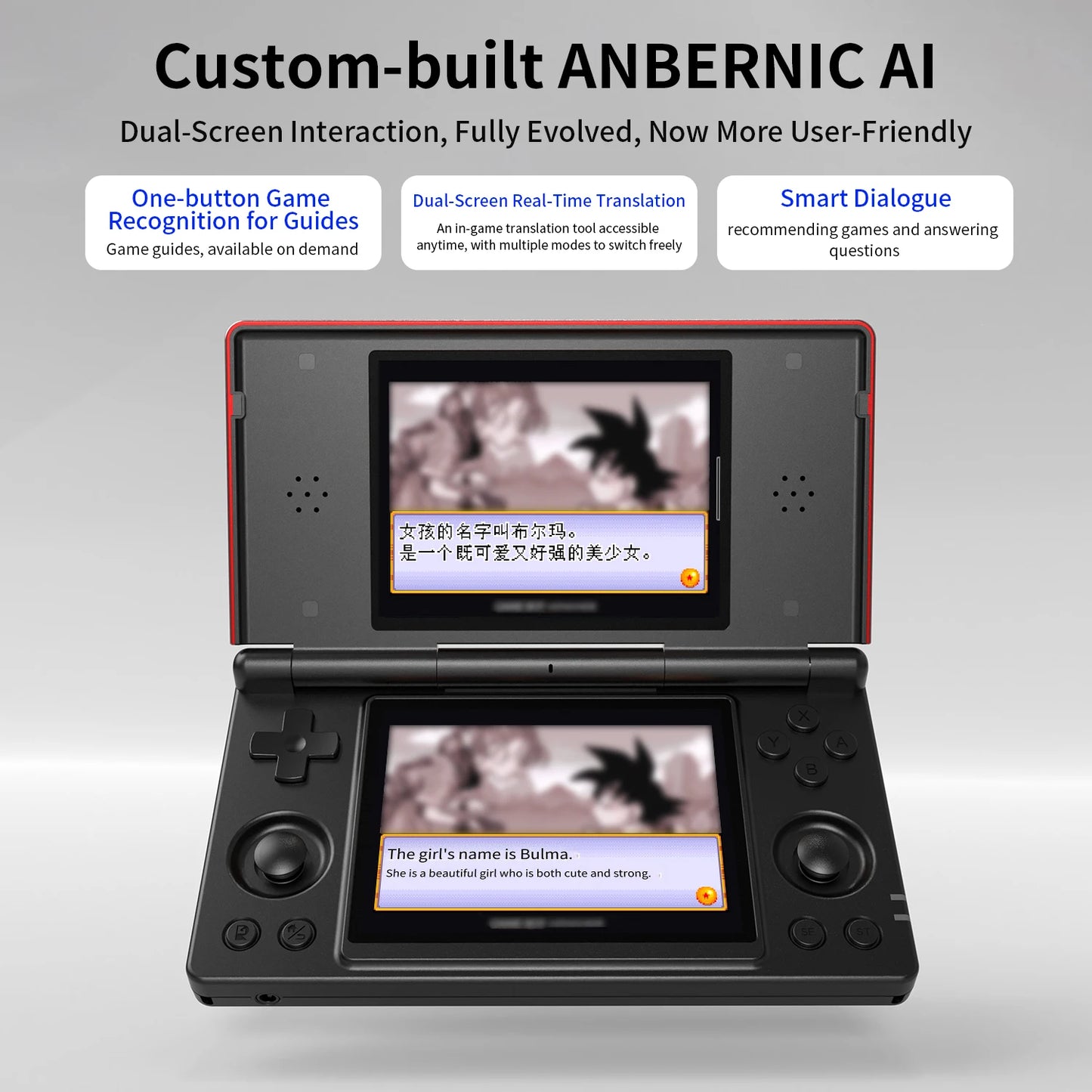 Dual Screen Handheld Gaming Console 4 Inch Android Red Black