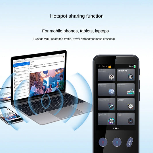 Portable 4G Smart Voice Translator Device Real-Time Global Languages