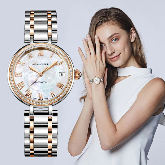 Ladies Automatic Mechanical Watch with Sapphire Crystal Glass