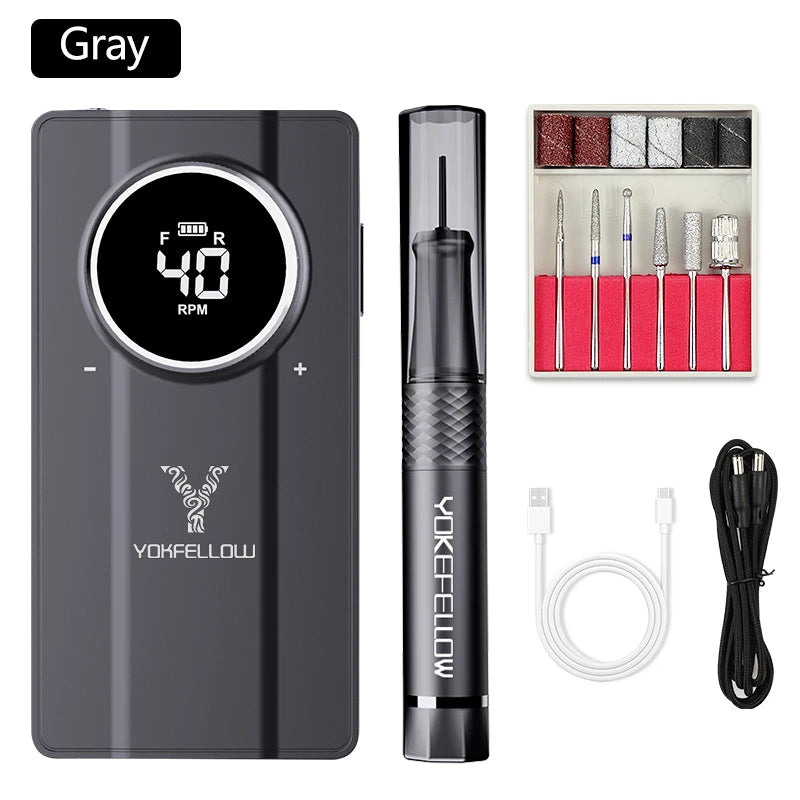 Grey Portable Nail Polisher 40000RPM Professional Sander